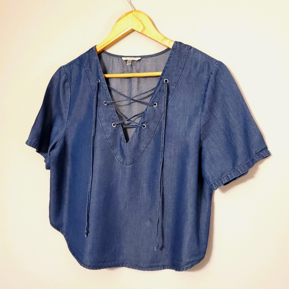 Miami Denim Tie Crop Top